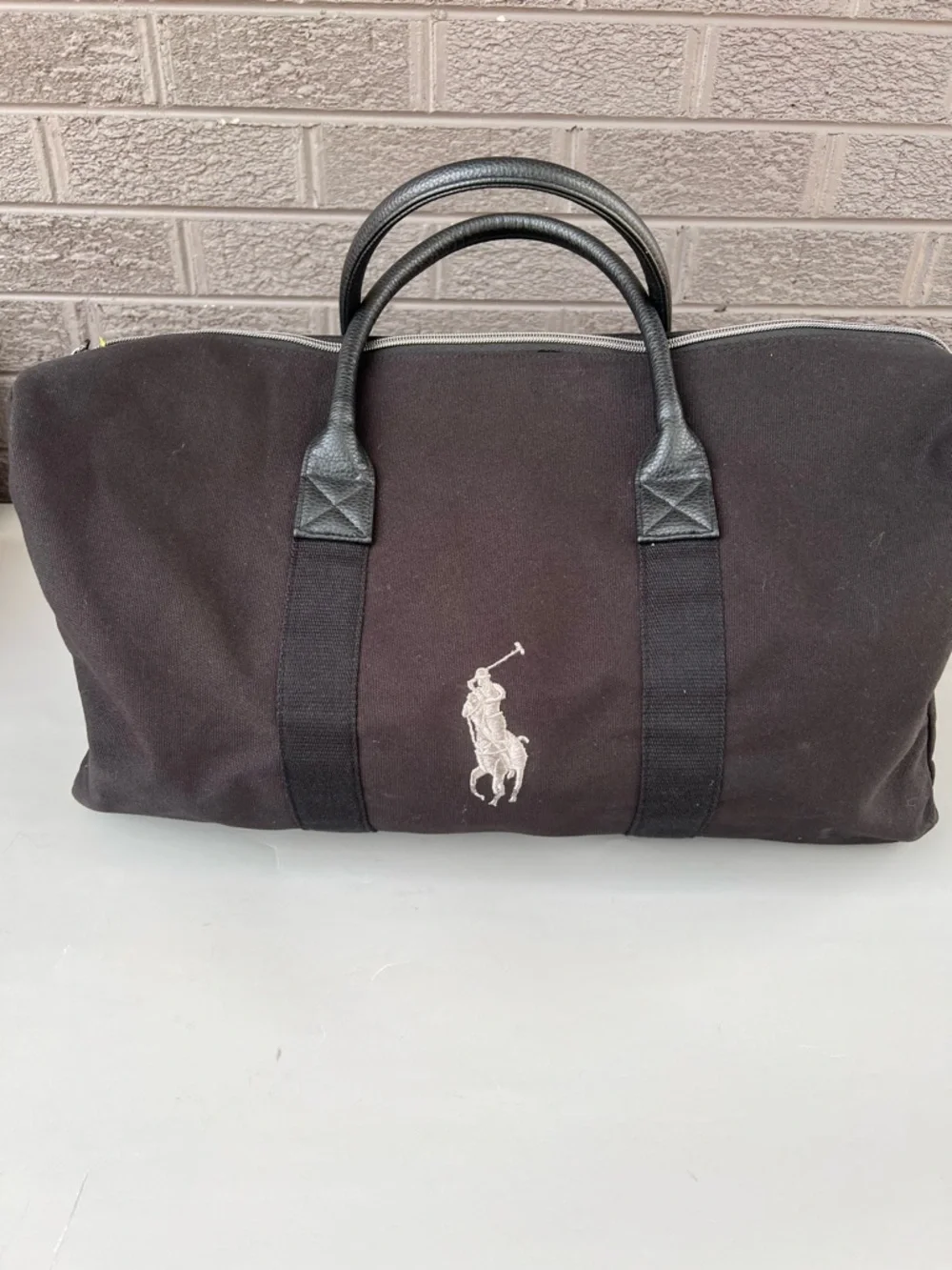 Polo by Ralph Lauren Black Canvas Duffel with Embroidered Polo Logo